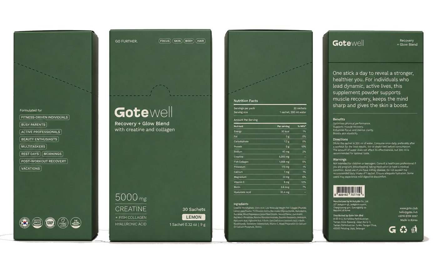 Gotewell Recovery + Glow Blend box, front and back